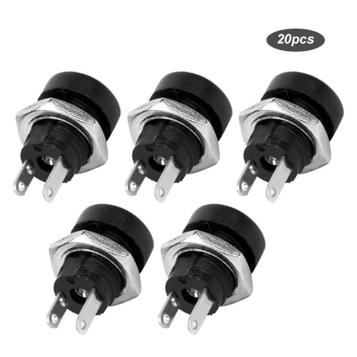 Lot De 10 Connecteurs DC-025M Avec Écrou – Prise Jack Femelle Montage Panneau 5.5x2.1mm / 5.5x2.5mm Alimentation CC