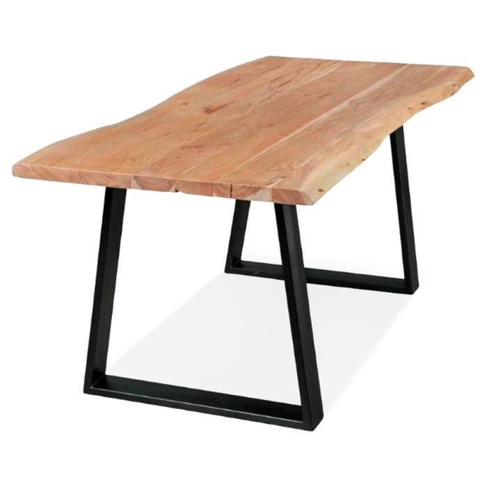table de salle à manger style industriel alter ego rafa en bois massif - 200x95 cm - 6 places