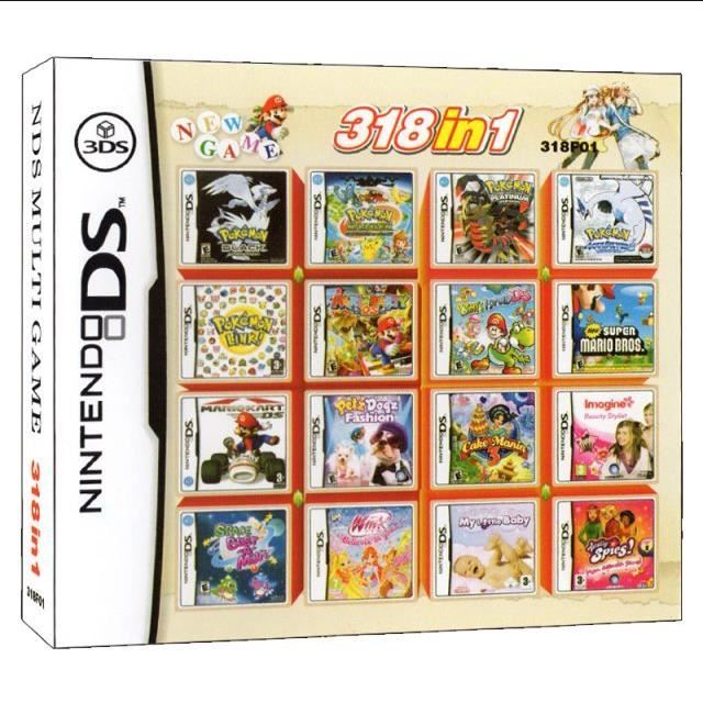 318 jeux en 1 Cartouche de jeu DS Multicart pour Nintendo DS NDSL NDSi 3DS 2DS , new 3ds , 3ds