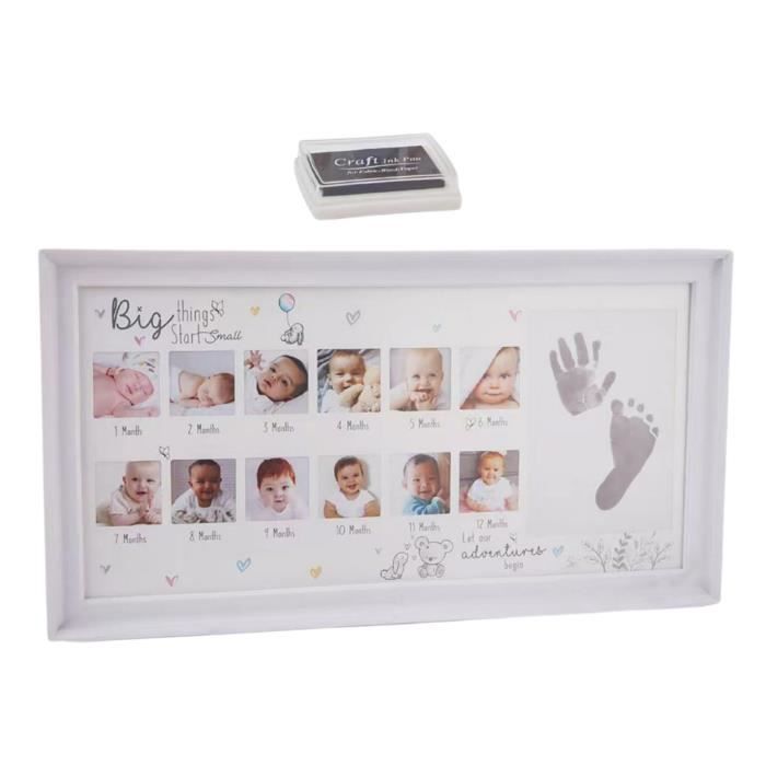 12 Mois Cadre Photo Ma Premiere Annee Bebe Nouveau Ne Albums Photo Photo Cadre Souvenir Avec Tampon Encreur Empreinte Et Cdiscount Maison