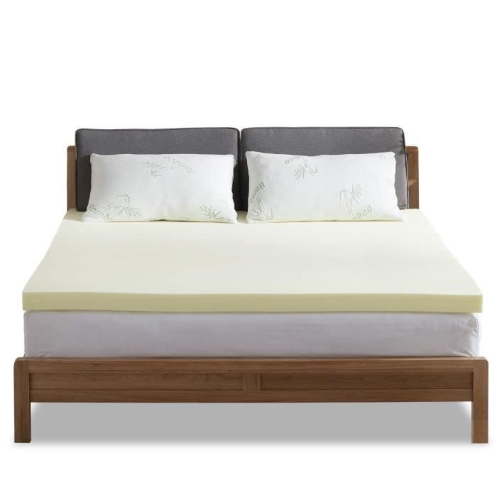 Mousse Pr/émium de Haute Densit/é Surmatelas de 5 cm D/épaisseur Avec Housse ultra Douce Amovible et Lavable NOFFA Surmatelas M/émoire de Forme 90 x 190 cm