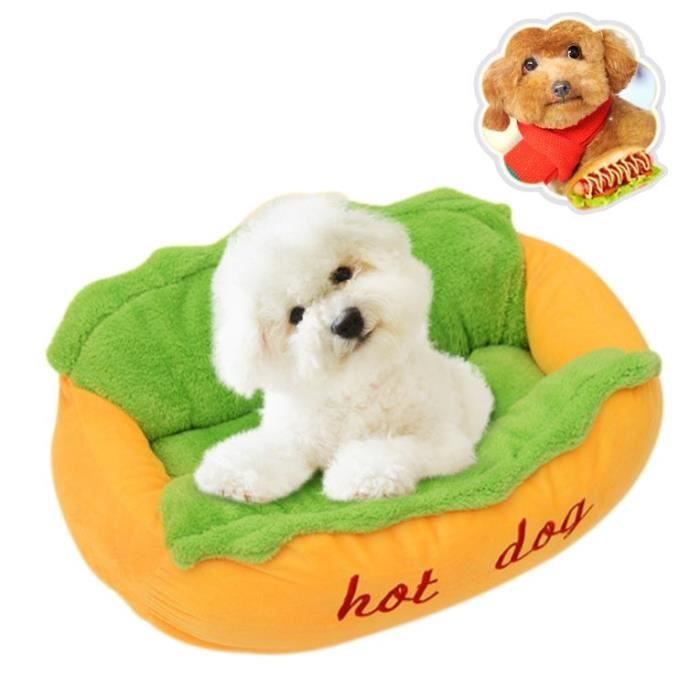 Lit-Coussin-Canapé-Maison-Panier Chaud en Forme de Hot-dog pour Animaux de Compagnie Chien Chat Chiot Domestiques Noel - 72*62*23cm