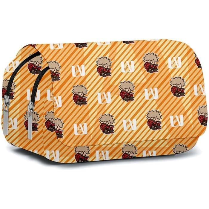 Grande Trousse à Crayons Double Couche En Velours Côtelé | 2 Compartiments, Poignée | Pour école, Bureau, Voyage - 11