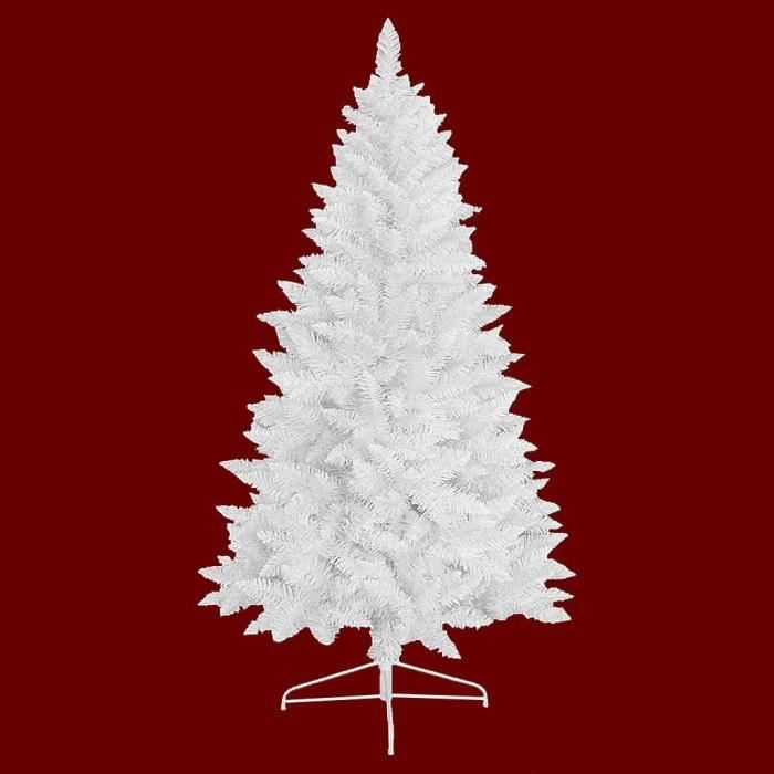 Sapin De Noël Artificiel Blanc 120 Cm - PVC Difficilement Inflammable, Montage Facile, Avec Support Pliable