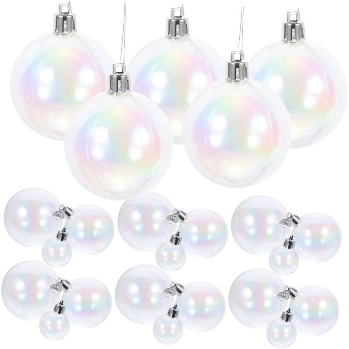 Boule De Noel Bleu Blanche 30Pcs, Boules De Noel Ornements En Plastique 6cm Boule Noel
