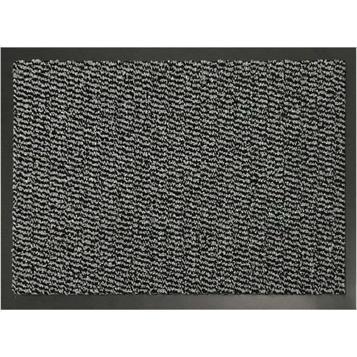Tapis De Porte Super Absorbant Et Antidérapant - 80x120 Cm (plusieurs Tailles) - Pour Intérieur/extérieur - Noir Et Gris - 3