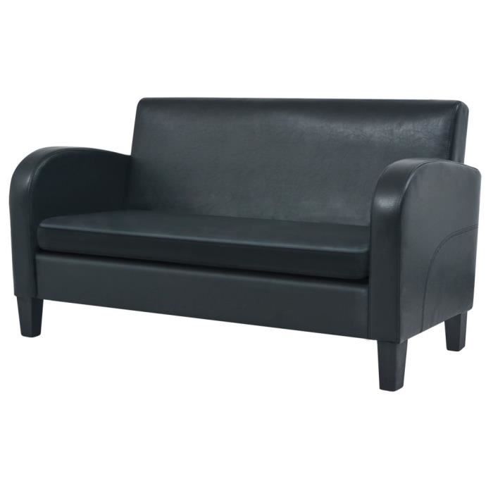 Canapé droit 2 places en cuir synthétique noir - YWT - 139 x 70 x 76 cm - Avec accoudoirs - Style contemporain