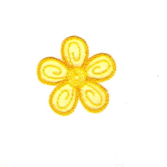 Ecusson Thermocollant Petite FLEUR Coloris JAUNE 4 x 4 cm - Beaux-Arts et Loisirs créatifs