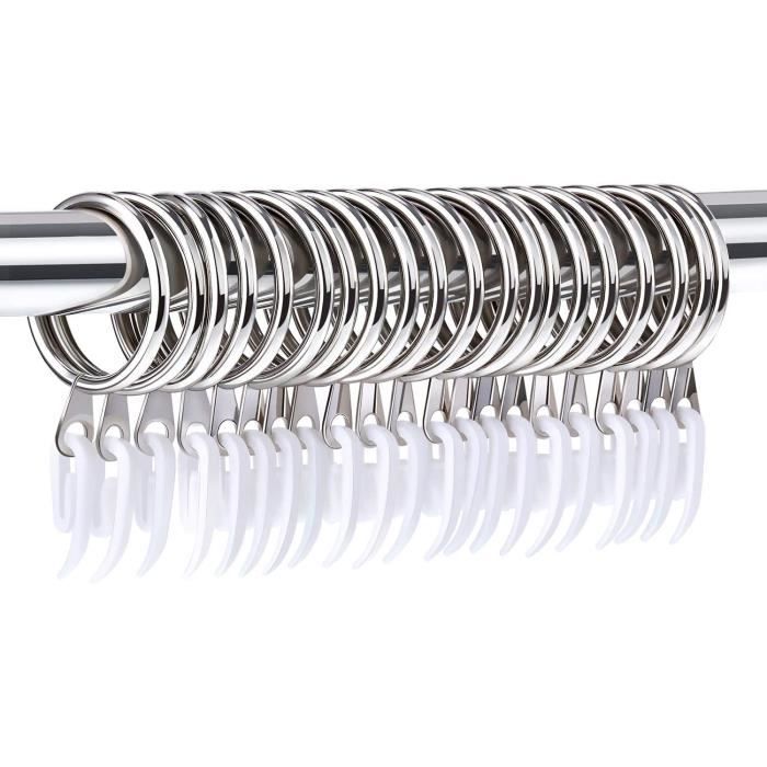 SelfTek Paquet De 24 Anneaux De Rideau En Métal Anneaux De Tringle De