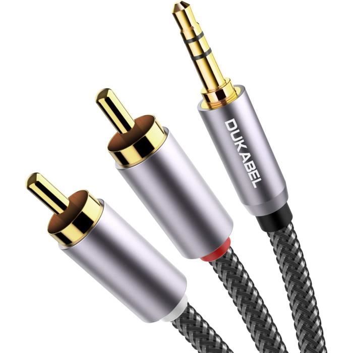 Câble jack 3,5 mm vers RCA 2 fiches RCA vers jack 3,5 mm mâle (3 pôles,  stéréo) Rouge Blanc Câble auxiliaire 3,5 vers RCA Câb[L394] - Cdiscount  Informatique