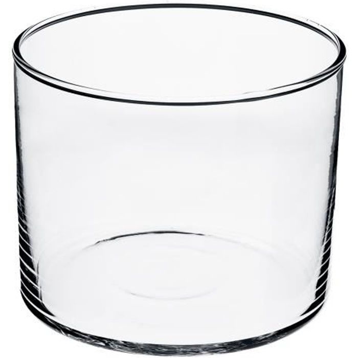 INNA Glas /Ø 15 cm Vase cylindre // Porte bougie transparent Photophore // Vase en verre cylindrique SANSA 20 cm transparent