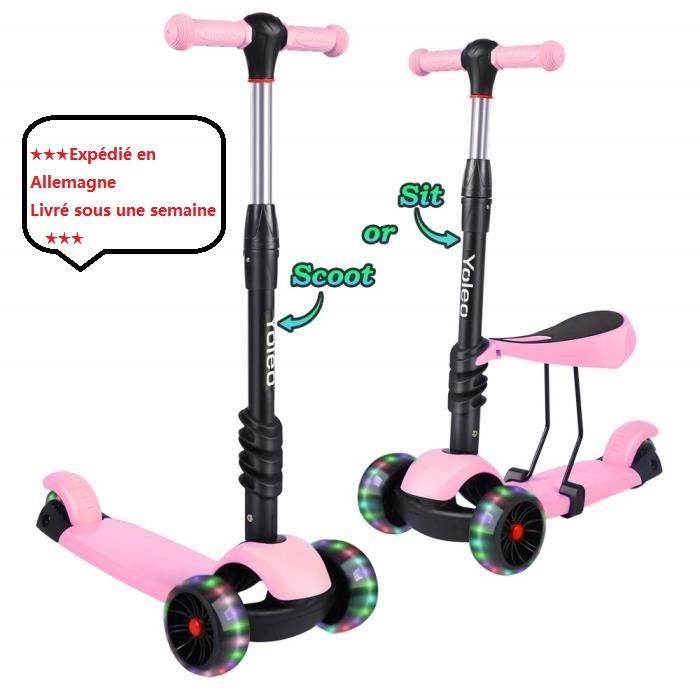Trottinette Enfant 2 Roues Patinette Enfant Pliable Scooter Enfant Avec Led Lumière Hauteur 20_0009652 à Prix