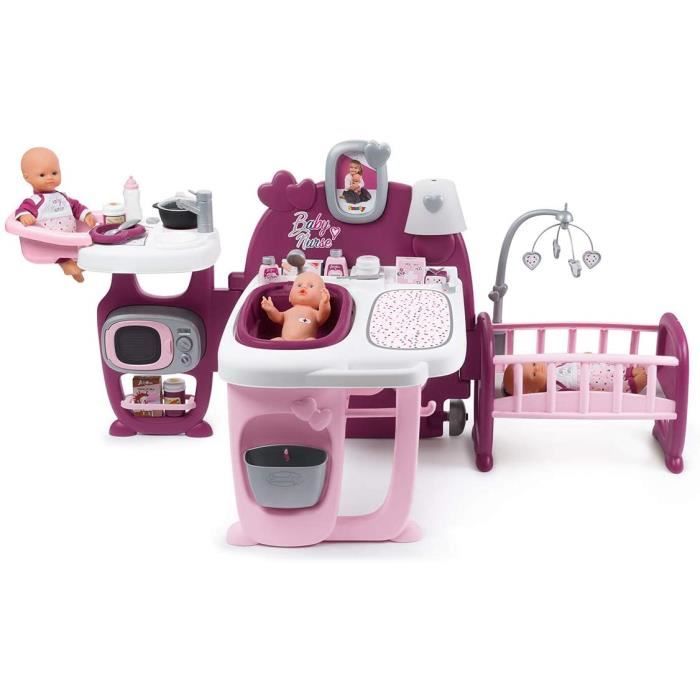 smoby baby nurse grande maison des bebes pour poupons et poupees 3 espaces de jeux cuisine salle de bain chambre 23 cdiscount