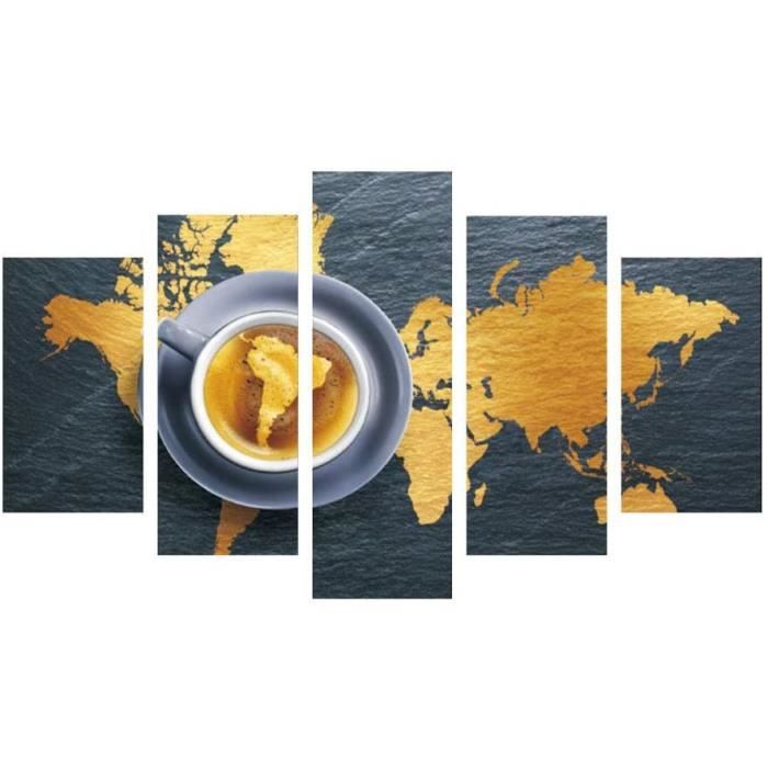Tableau Déco Carte Du Monde Sur Toile Intissé - Impression Murale Murando