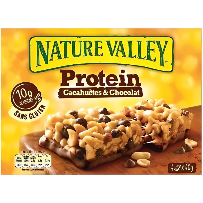 Barres de céréales Protein cacahuètes et chocolat Nature Valley - 4x40g ...