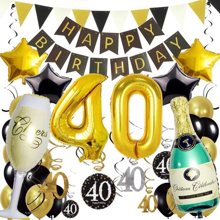 40eme Bon Anniversaire Decorations Noir Or Banniere De Happy Birthday Nombre 40 Etoile Bouteilles Verre A Champagne Ballon En 398 Cdiscount Maison 40eme Bon Anniversaire Decorations Noir Or Banniere De Happy Birthday Nombre 40 Etoile Bouteilles Verre A Champagne Ballon En 398 Cdiscount Maison
