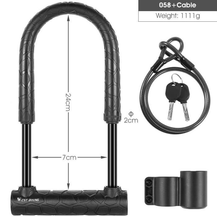 Antivol Vélo En U Avec 2 Clés - Acier, 11x21 Cm, Neuf