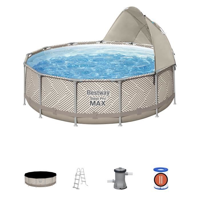 Kit Piscine hors sol tubulaire BESTWAY Steel Pro Max™ 396 x 107 cm - Ronde (Avec filtre à cartouche,