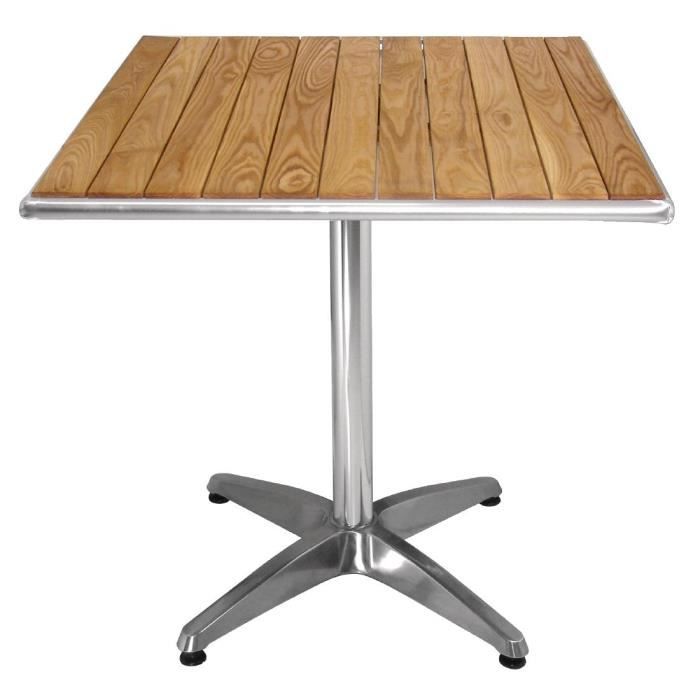Table carrée Aluminium et frêne 700 mm - Bolero