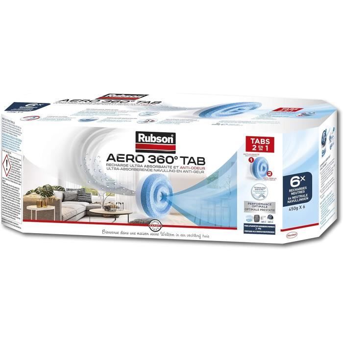 Rubson aero 360° recharges en tabs neutres pour absorbeur d'humidité