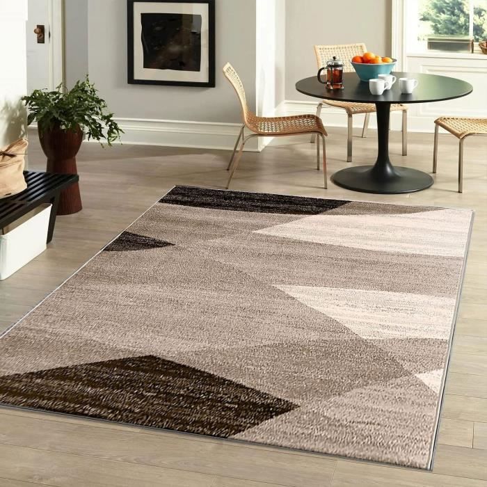 Tapis Sahara – Doux, Moelleux Et Facile à Vivre, Idéal Pour Le Salon Ou La Chambre – Design Géométrique Moderne En Beige – 160 X 230 Cm – Certifié Oeko-Tex - 1