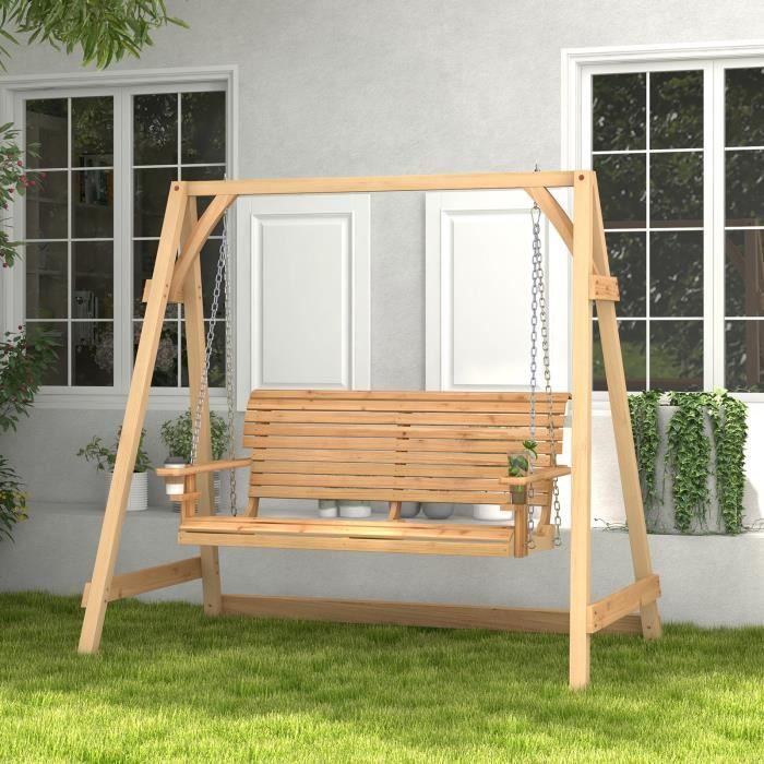 Balancelle de Jardin en Bois 2 Places DREAMADE Charge 240KG