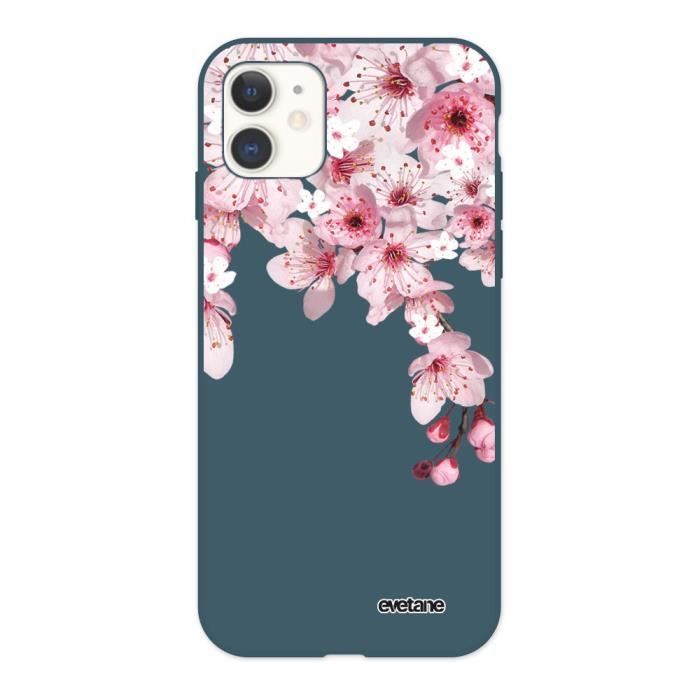 Coque pour iPhone 11 Silicone Liquide Douce bleu nuit Cerisier Ecriture Tendance et Design Evetane