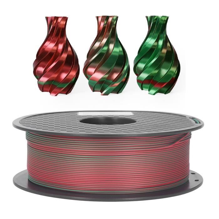Filament PLA bicolore Filament D'imprimante 3D Filament PLA 1,75 Mm Soie  Rouge Vert Double Couleur informatique imprimante