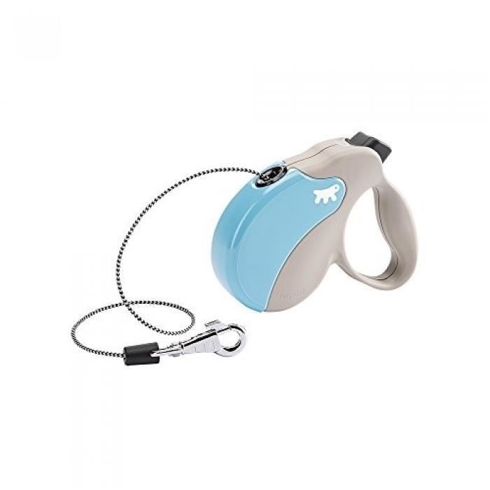 Laisse rétractable pour chiens AMIGO CORD MINI, cordon, 3 mètres, max 12 kg, Bleu clair