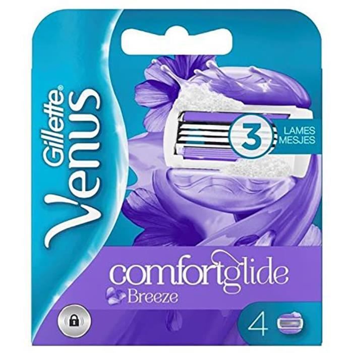 Pack De 4 Recharges Gillette Venus Comfortglide Spa Breeze - Pour Rasoir Femme 3 Lames - Neuf Sous Blister