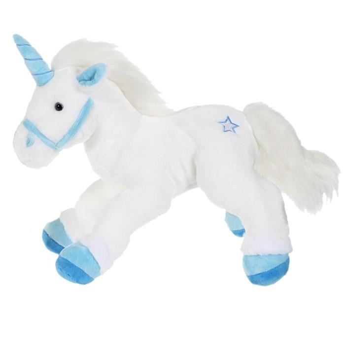 Peluche licorne blanche et bleu 42 cm Cdiscount Jeux Jouets