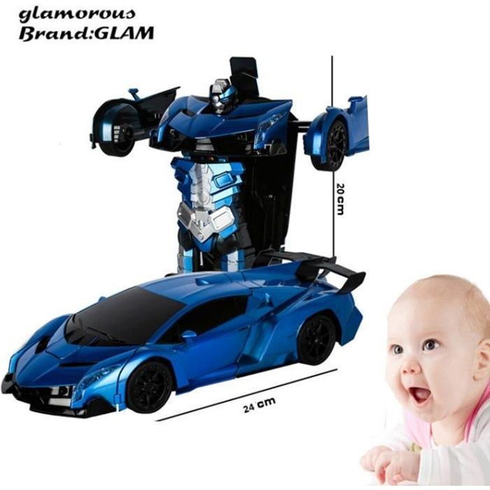 GLAM Bleu 2 en1 RC Sport Transformation Voiture Robot
