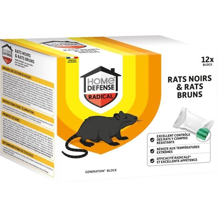Blocs Anti Rats et HOME DEFENSE Action radicale appétant Résistant aux températures extrêmes 12 blocs de 25 g - vue 2