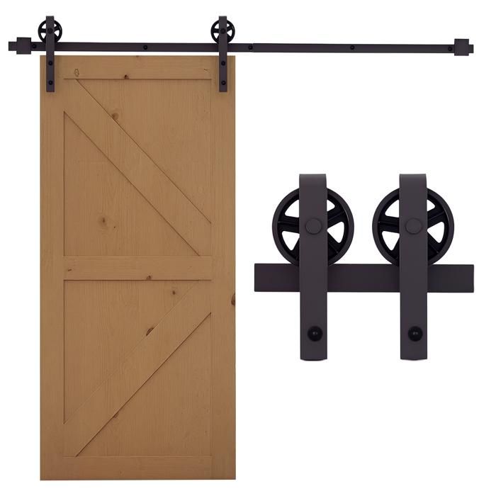 HOMCOM - kit de porte coulissante - acier au carbone - 183x4x0.6cm - Café
