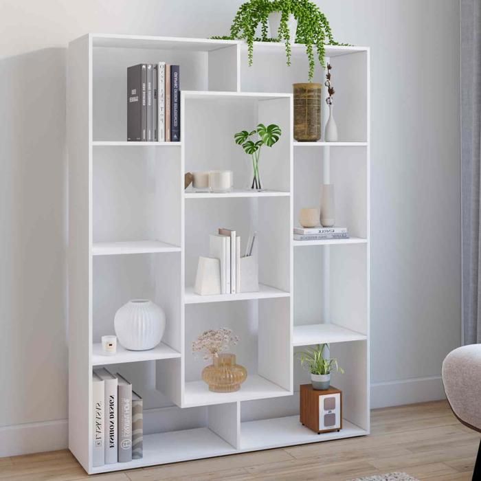 IDMARKET Etagère bibliothèque COLETTE avec 11 compartiments blanc 143 cm IDMARKET Etagère bibliothèque COLETTE avec 11 compartiments blanc 143 cm