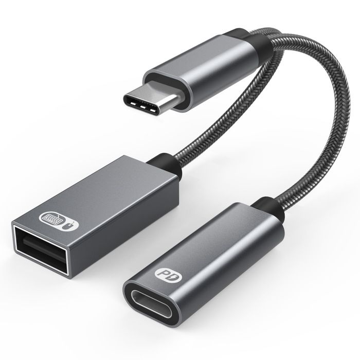 USB C mâle vers USB femelle + prise de charge USB C PD et adaptateur OTG USB 2.0 Neuf - vue 4
