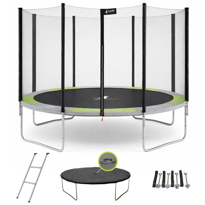 Trampoline KANGUI RALLI Ø 430 cm XXL Enfant Échelle Bâche Kit ancrage Extérieur CE NF EN71-14