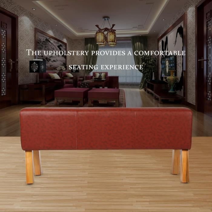 Pouf Banc Interieur Design Pied En Bois Massif Revetement Cuir Marron L 123 32 55cm Achat Vente Pouf Poire Cdiscount