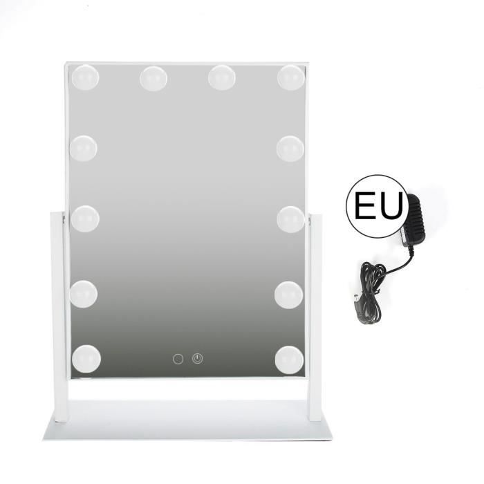2x Noir Coiffeuse Miroir De Courtoisie Rond - Sur Pied Dessus De La