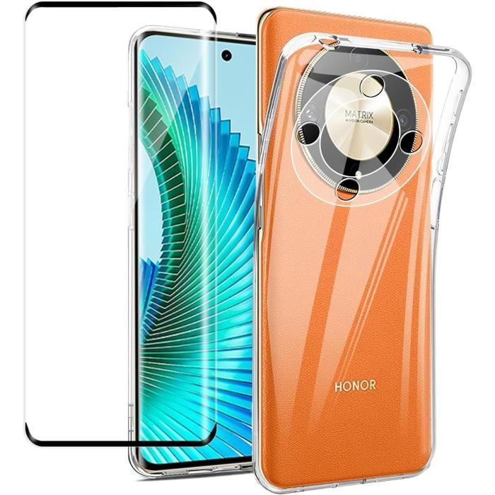 étui Silicone Gel Pour Honor Coque TPU + Verre Trempé Anti Espion Pour Honor Magic 7 Lite / 6 Lite / 5 Pro - Transparente - Anti-choc Coque TPU Transparente Protection Honor