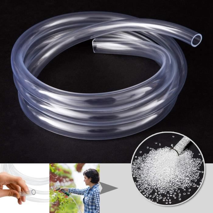 Tuyau Transparent de Pression 3 Mètres, 10 × 12mm Tuyauterie Flexible Tube en PVC pour Arrosage, Aquarium, Carburant