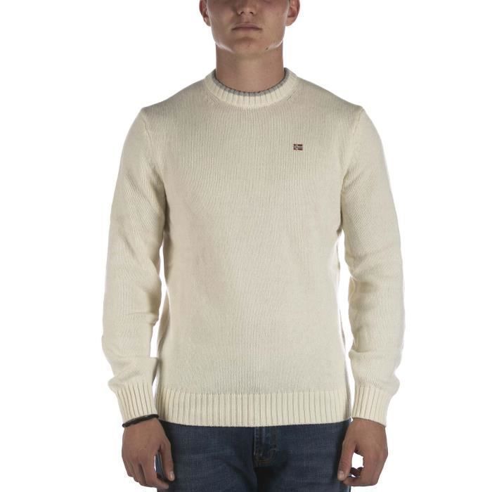 Pull Napapijri Dain Beige NAPAPIJRI Homme Maille de laine d agneau Coupe Regular Beige Cdiscount Pret a Porter