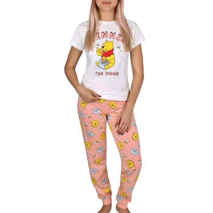 DISNEY Winnie l'ourson Pyjama femme avec pantalon long, pyjama en coton  Blanc - Cdiscount Prêt-à-Porter