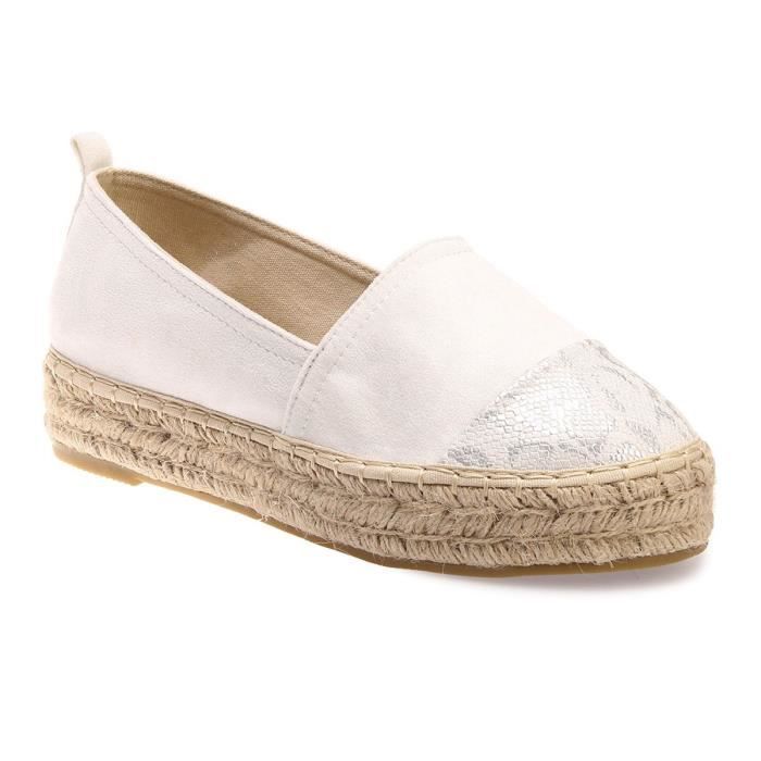 Espadrilles Noires en Simili Daim /à Bout Rond La Modeuse