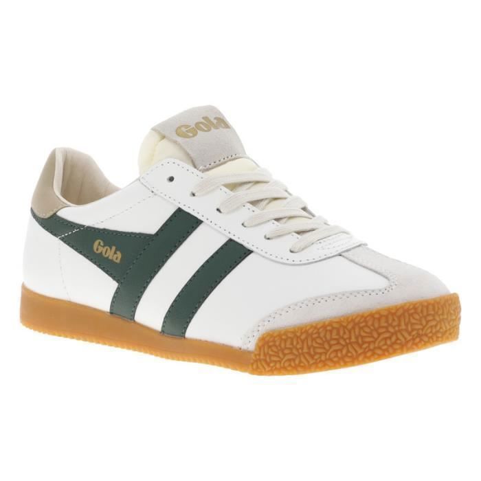 Gola Baskets - GOLA - Blanches et vertes - Cuir - Semelle plate - Femme