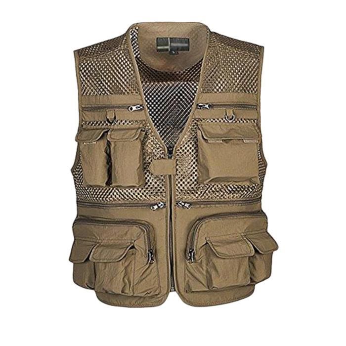 Gilet Columbia PFG Homme – Taille M – Beige – Multi-poches Léger – Pêche Et Outdoor