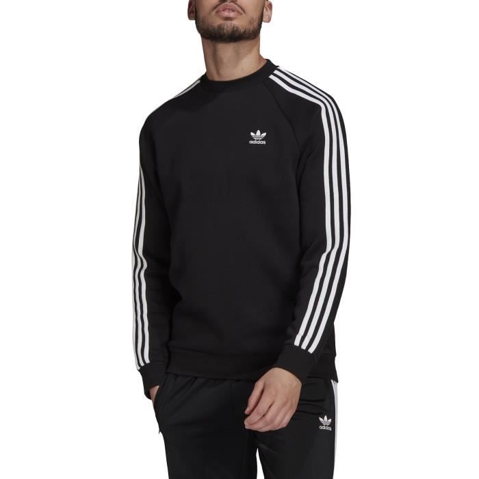Haut pour Homme Adidas Adicolor Classics 3 Stripes Noir Manches longues Col arrondi