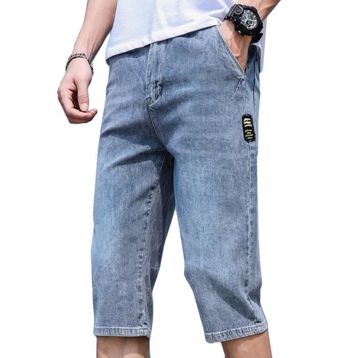 Jeans Homme Hiver Chaude Coupe Droite Doublé Polaire Pantalon En Jean Elegant Taille Haute 5 Poches Effet Délavé Noir - Prêt-à-Porter