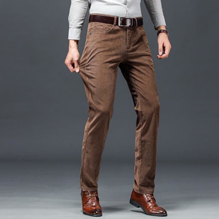 Pantalon en Velours Cotele Homme Coupe Droite Casual en Coton Marron Cdiscount Pret a Porter