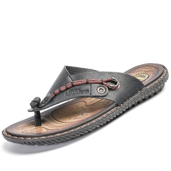 Tongs Pour Homme PiPisun-fli - Noir - Taille 7 UK (env. 40/41 FR) - Semelle Confortable Pour Plage, Piscine, Loisirs